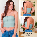 Crop Top Strapless con Cierre