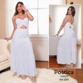 Vestido Largo con Nudo y Abertura