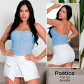 Blusa Strapless con Drapeado