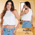 Blusa cuello halter crop