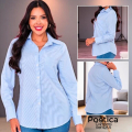 Camisera clásica de manga larga con bolsillo