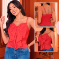 Blusa con Lazo Drapeado y Cargaderas Delgadas
