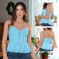 Blusa con Lazo Frontal y Volantes en la Cintura