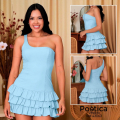 Vestido Asimétrico con Volantes y Cargadera Única
