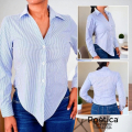 Blusa Camisera de Rayas con Bajo Asimétrico