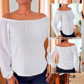 Blusa Hombros Descubiertos con Manga Larga y Puño 