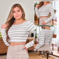 Blusa crop rayada manga larga