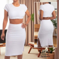 Conjunto crop top y falda midi