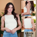 Blusa crop sin mangas textura lineal