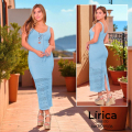 Vestido midi tejido escote lace-up