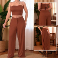 Conjunto Strapless con Pantalón de Tiro Alto