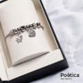 Pulsera de acero inoxidable con mariposa y corazones