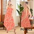 Vestido estampado con tiras y ruedo asimétrico