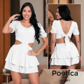 Vestido corto con aberturas y moño en espalda