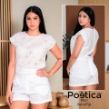 Blusa bordada espalda abierta con moño
