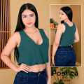 Blusa crop sin mangas escote en V