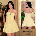 Vestido mini con tiras y falda en capas