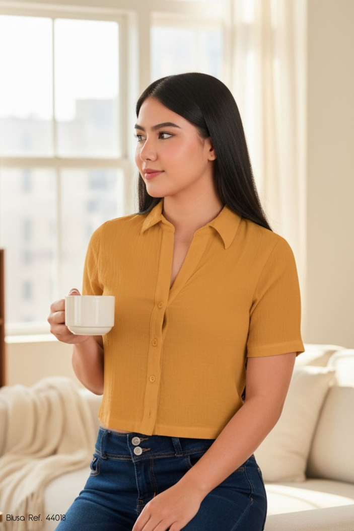 Blusa crop camisera manga corta