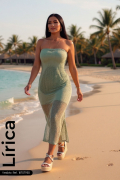 Vestido midi strapless tejido
