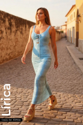 Vestido midi tejido escote lace-up