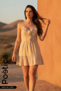 Vestido mini con tiras y detalle de volantes
