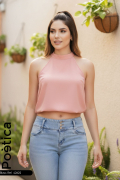 Blusa cuello halter crop