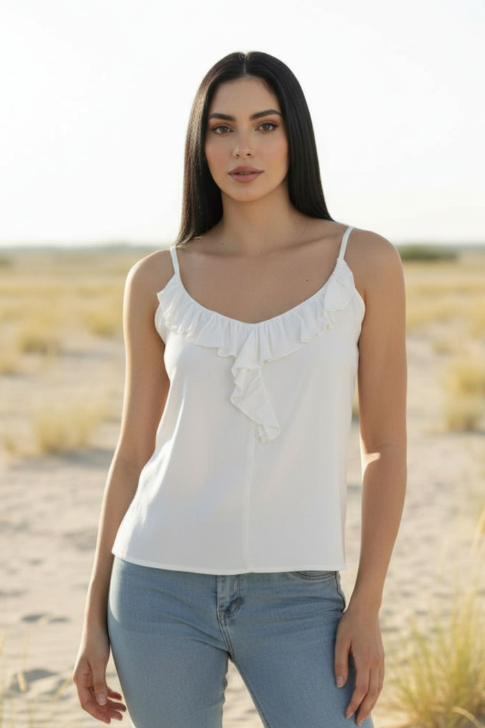 Blusa con Volante Asimétrico y Cargaderas Delgadas