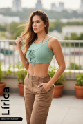Blusa Crop Top con Amarre Frontal y Tiras en Espalda