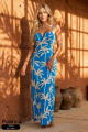 Vestido Largo con Tirantes y Estampado Tropical