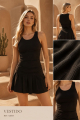 Vestido Corto Mujer en Tela Polilycra con Falda de Vuelo y Ajuste Entallado