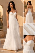 Vestido Largo Mujer con Falda Plisada y Diseño Elegante para Eventos Especiales