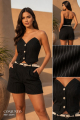 Conjunto Short y Chaleco en Lino Rayas Mezcla Poliéster