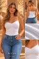 Blusa Básica Ajustada en Rayón Cool con Tiras Delgadas