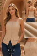 Blusa Tipo Chaleco en Lino Poliester Estructurado