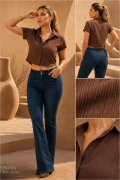 Camisera Crop en Rayón Cool con Textura