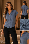 Camisera en Lino Liviano Poliester con Textura Sofisticada