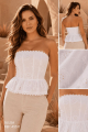 Blusa Strapless en Tela Hoja Rota (Ojalillo) con Peplum