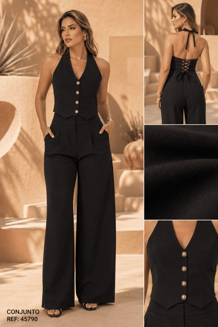Conjunto Halter Elegante en Tela Camper 