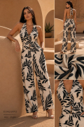 Conjunto Halter y Pantalón en Lino Liviano Estampado