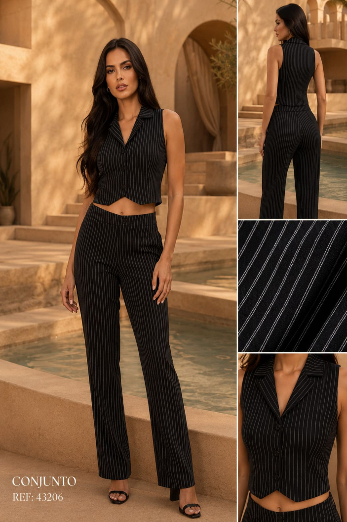 Conjunto Chaleco y Pantalón en Rayón Texturizado