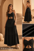 Vestido Largo con Nudo y Abertura