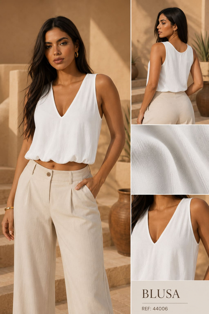 Blusa crop sin mangas escote en V