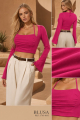 Blusa Crop Top Manga Larga con Escote Cuadrado y Detalle Drapeado