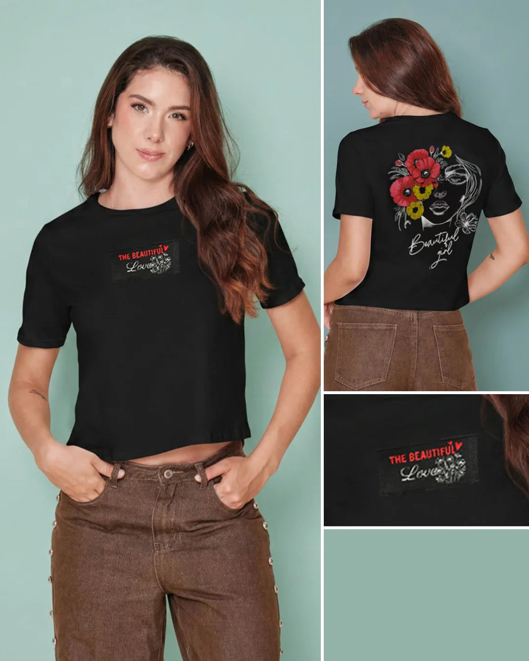 NEGRO - blusa-con-guardapolvo-contras-en-tapa-cuello-y-parche-estampado-negro