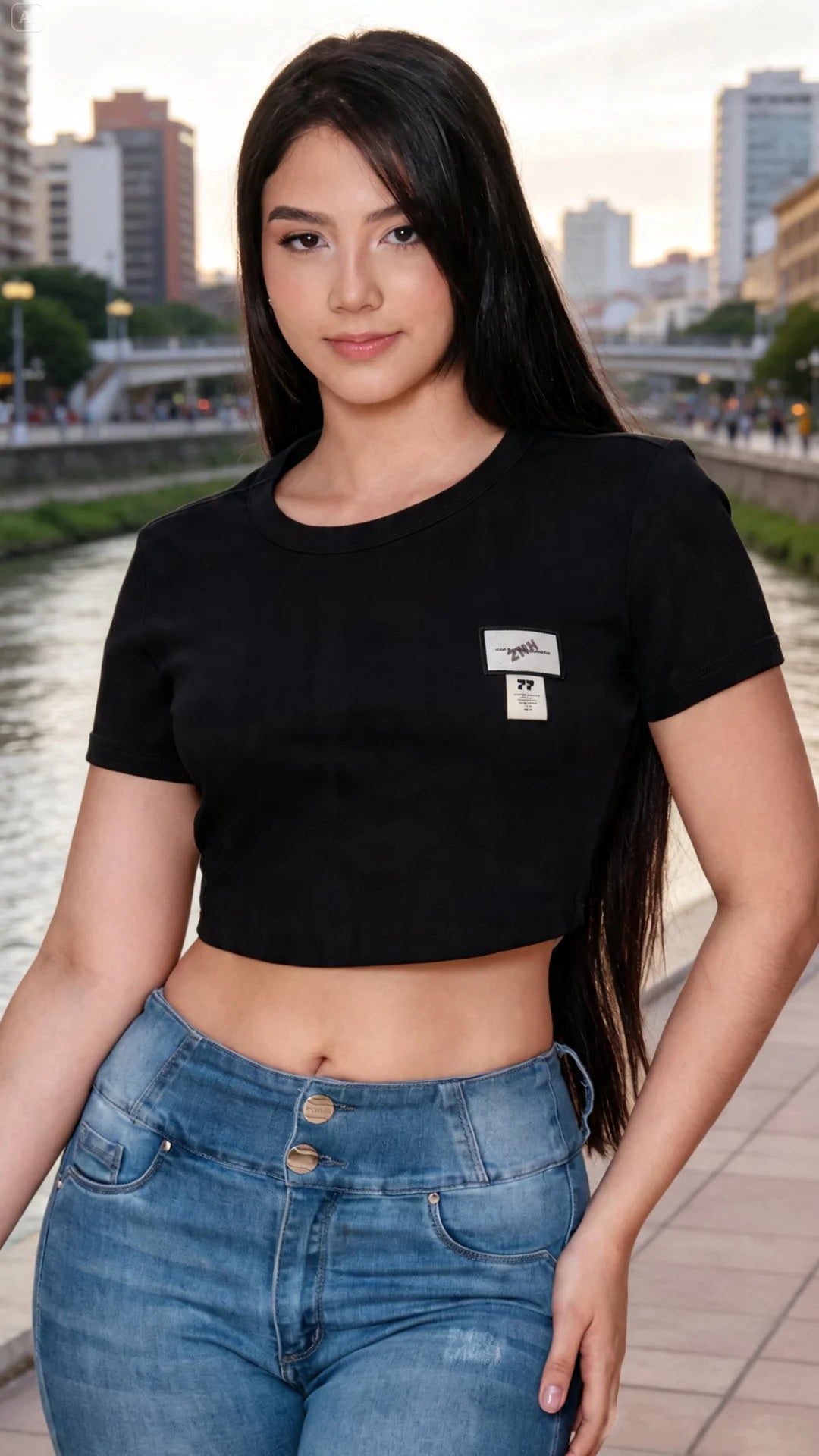 NEGRO - blusa-basica-con-aplique-tela-cotton-especial-negro-2164-1306