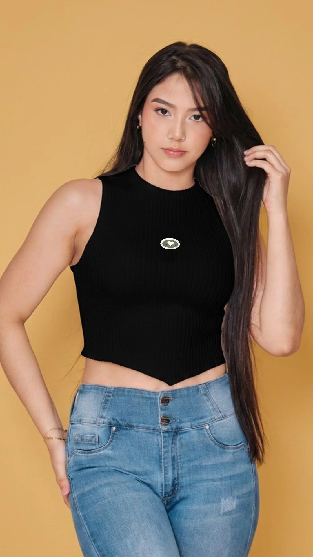 NEGRO - blusa-dama-manga-sisa-solo-fondo-con-aplique-tela-shell-full-moda-negro