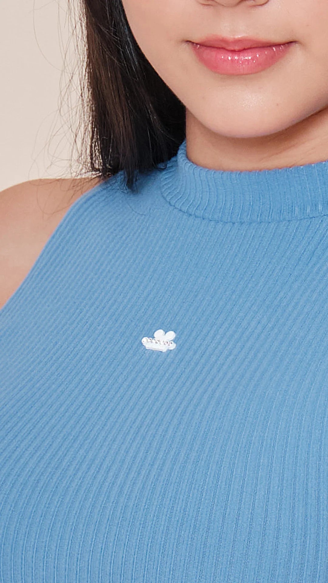 AZUL ÍNDIGO - blusa-manga-sisa-solo-fondo-con-aplique-tela-rib-terry-azul-indigo