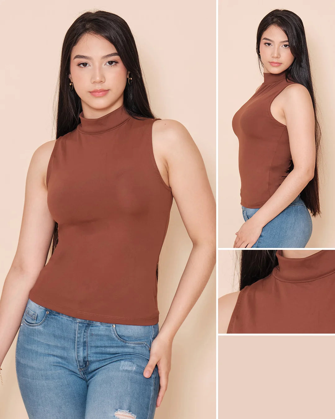CAFÉ - blusa-manga-sisa-solo-fondo-tela-yogi-lycrada-cafe