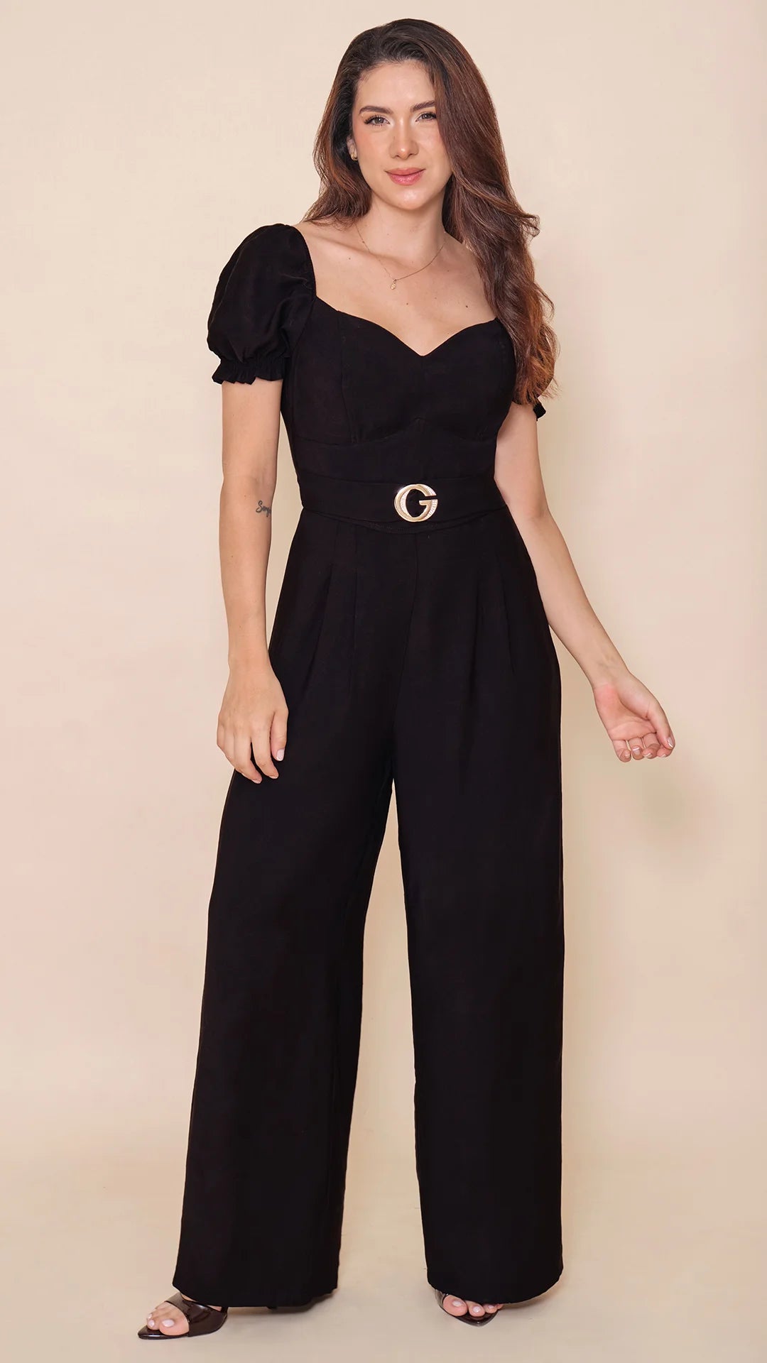 NEGRO - enterizo-blusa-estraple-manga-corta-amarre-en-espalda-pantalon-largo-negro