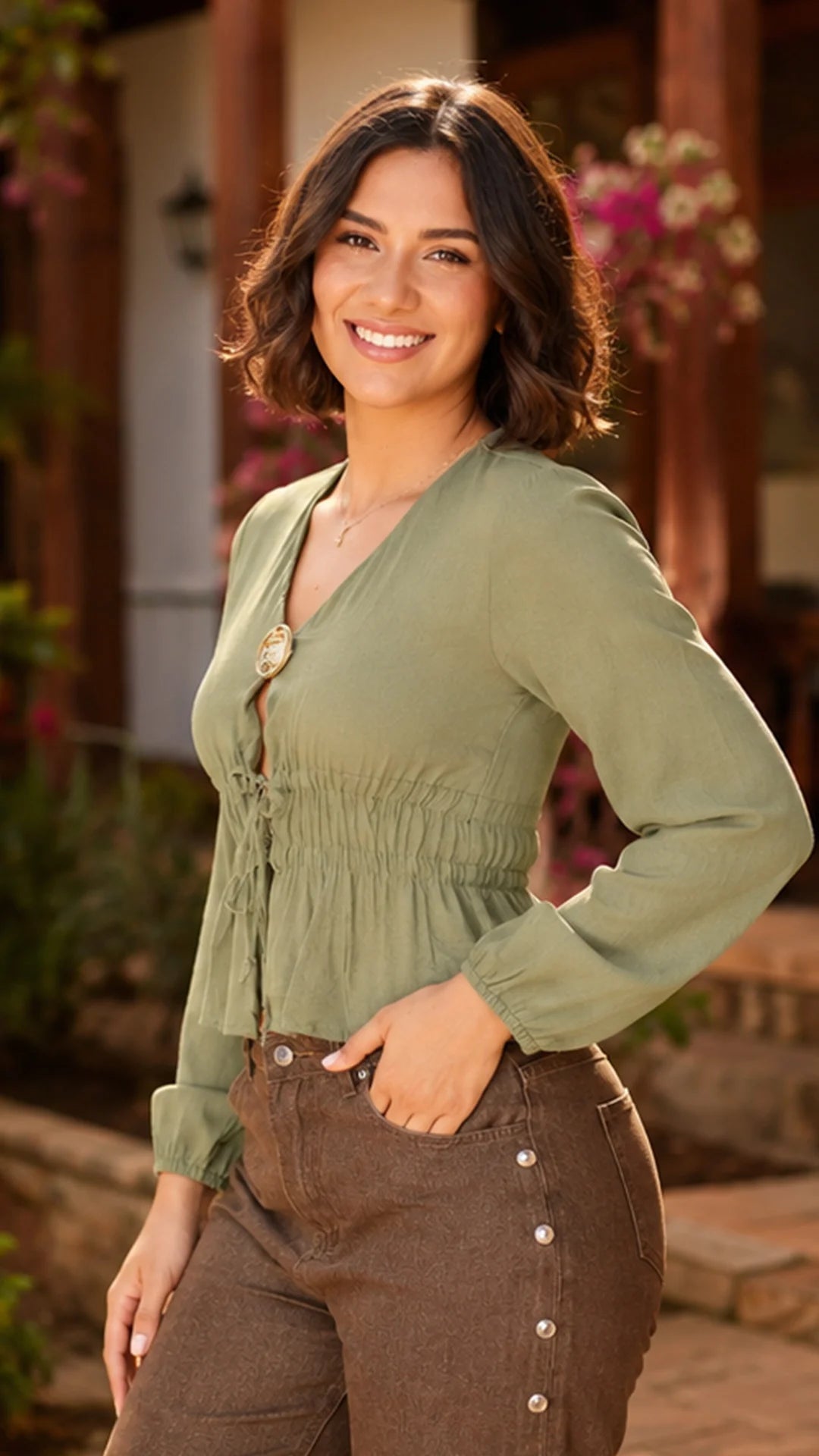 VERDE - blusa-corta-con-escote-profundo-y-frente-abierto-verde